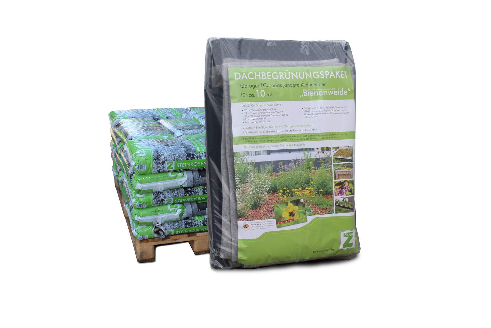 ZinCo Garagen-Begrünungspaket, für 10 m², mit Systemerde, incl. Fracht
